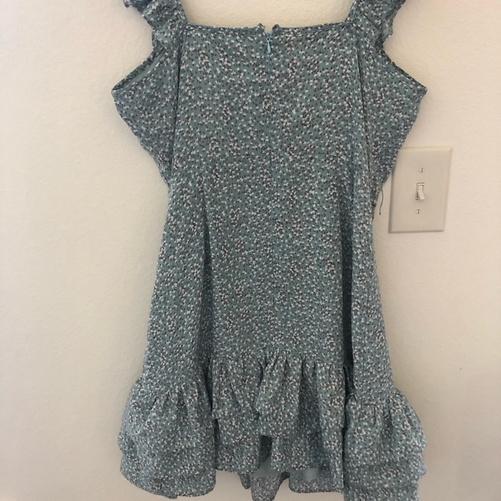 Pale green flower print summer dress